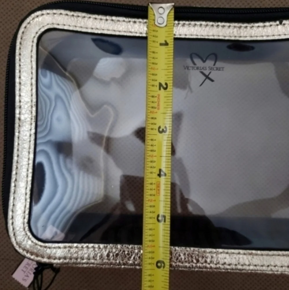 Victoria's Secret makeup case bag set metallic crackle